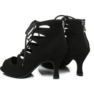 D&S Black Customized Heel Boots Salsa Jazz Dance Shoes | 10 | 2.3" Cuban Heel